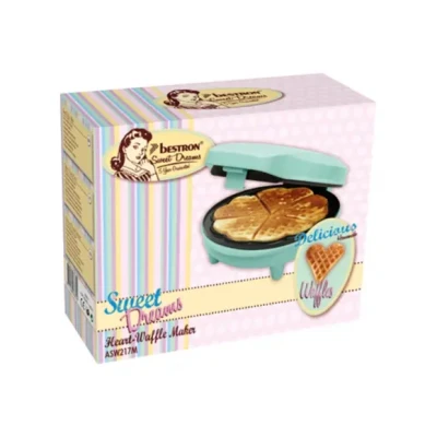 Afbeelding van Bestron Wafelijzer voor klassieke hartwafels, Wafelmaker wafels in hartvorm, met indicatielampje &amp; antiaanbaklaag, retro design, 700 Watt, kleur: mint