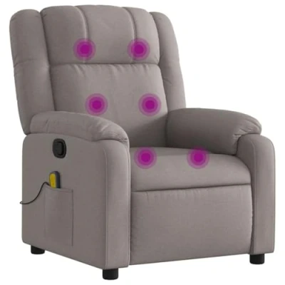 Image de vidaXL Fauteuil de massage inclinable Taupe Tissu373556