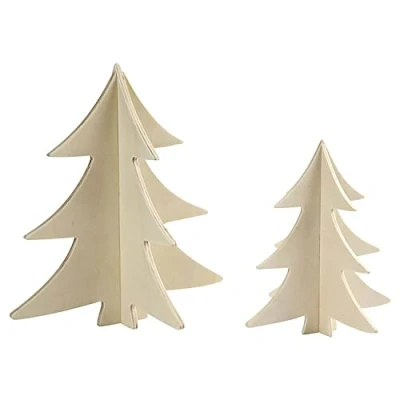 Afbeelding van Kerstbomen, h: 13+18 cm, triplex, 2stuks