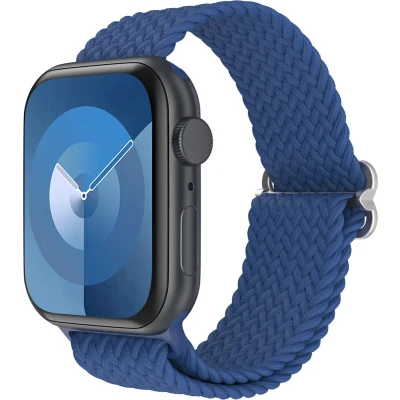 Afbeelding van imoshion Nylon geweven bandje geschikt voor Apple Watch Series 1 t/m 9 / SE (38 40 41 mm) 10 (42 Donkerblauw