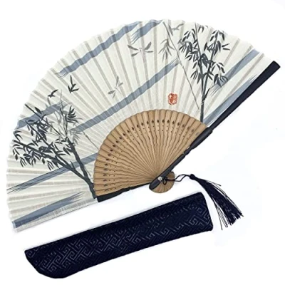 Afbeelding van Eastern Wind Japanse Chinese opvouwbare bamboe behang waaier