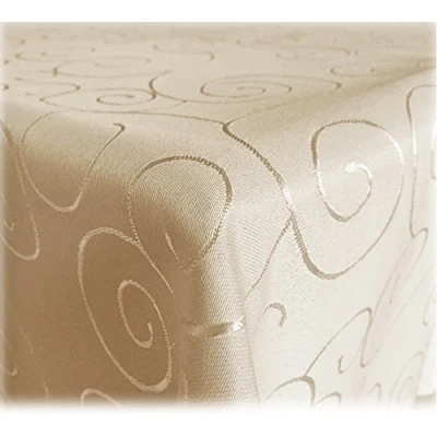 Afbeelding van JEMIDI tafelkleed ornamenten zijdeglans edele tafelhoes Cream Vorm Eckig Maat 110x140