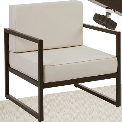 Afbeelding van tectake® Comosa lounge fauteuil tuin Comfortabele tuinstoel met dikke kussens 120kg draagkracht Waterafstotende hoezen Verstelbare poten Relax stoel Tuinmeubelen Tuinset Tuinfauteuil