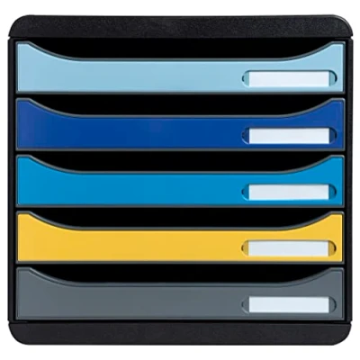Afbeelding van Exacompta Ref. 3094202D BIG BOX PLUS 1 doos met 5 schuifladen voor A4+ documenten Buitenafmetingen: diepte 34,7 x breedte 27,8 hoogte 27,1 cm willekeurige kleuren