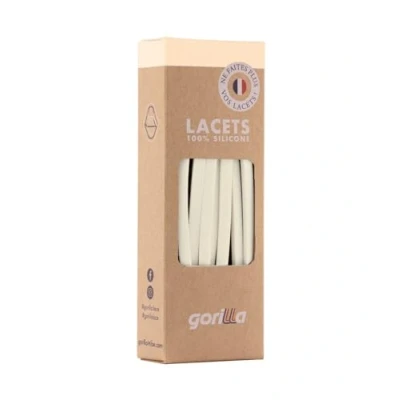 Afbeelding van Gorilla Elastische veters voor volwassenen en kinderen, plat dun Bespaar tijd, vaarwel knopen Hallo comfort Zelfborgend Ultra Resistent 110 cm x 4,5 mm, Crème