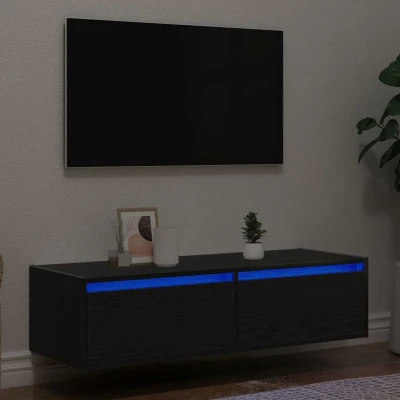 Afbeelding van vidaXL Tv meubel met LED verlichting 100X35,5x25 cm zwart eikenkleurig