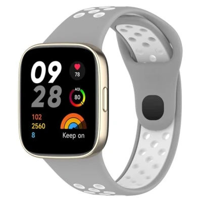 Afbeelding van Siliconen sportband Grijs met wit Xiaomi Redmi Watch 3