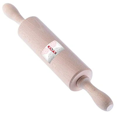 Afbeelding van KADAX Verstelbare deegroller voor gebak, pizza, deeg, 38 cm lang, bakaccessoires met handgrepen, houten rol, kogellager, stabiel