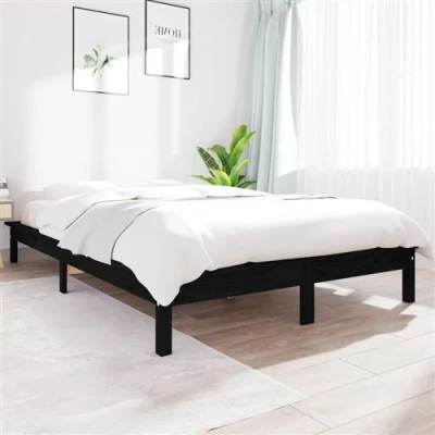 Afbeelding van Bedframe massief grenenhout zwart 140x190 cm