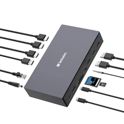 Image de Verbatim Pro Station d&#039;accueil USB C 2 x DP, 3 HDMI 1GbE 120 Watt