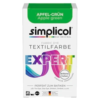 Afbeelding van Simplicol Expert textielverf, voor het kleuren en opfrissen van kleding, machinewasbaar, katoen, wol, zijde, linnen, viscose gemengde stoffen, appelgroen (1714)