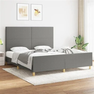 Afbeelding van vidaXL Bedframe met hoofdbord stof donkergrijs 180x200 cm