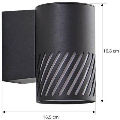 Afbeelding van Lindby buitenwandlamp Lurinda, 1 lamp, zwart, aluminium, Ø10cm