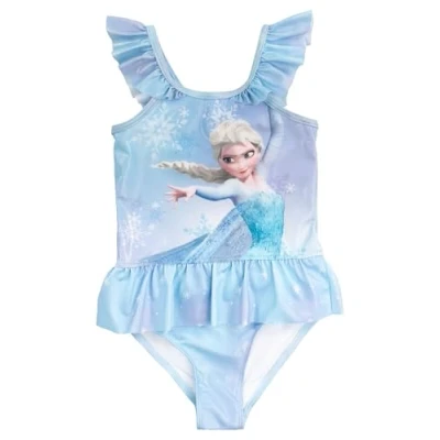 Afbeelding van Disney Frozen badpak met ruches voor meisjes Elsa de ijskoningin blauw, Blauw