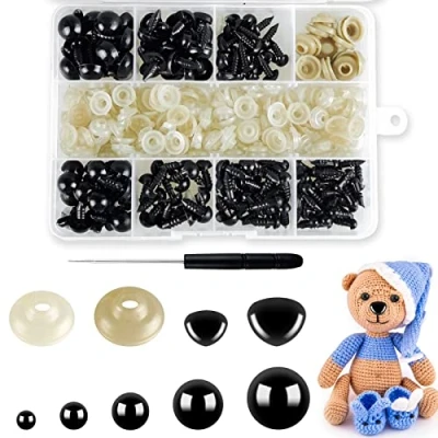 Afbeelding van Hengxinc 330 stuks gehaakte dierenogen zwart amigurumi ogen 5 12 mm doe het zelf kunststof dieren met ringen voor pop