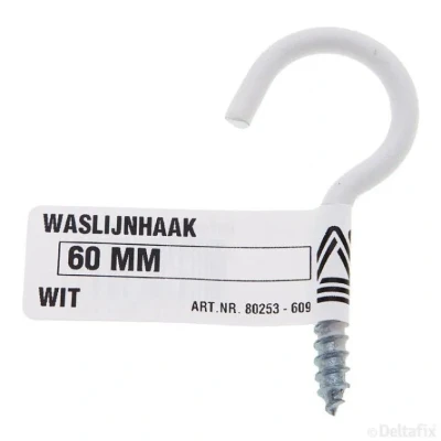 Afbeelding van Waslijnhaak wit 60mm Deltafix