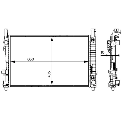 Afbeelding van MAHLE ORIGINAL CR 661 000S Radiateur voor voertuigen met automatische airco 650 408 16 Koelribben gesoldeerd