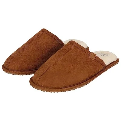 Afbeelding van Apollo Pantoffels heren Cognac Zachte binnenvacht maat 41/42 Sloffen 42