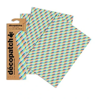 Afbeelding van Décopatch 3 vellen driehoekig papier 30 x 40 cm op kleur gesorteerd