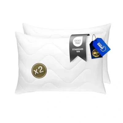 Afbeelding van FAM&#039; Home Set van 2 luxe kussens voor mensen met allergieën 50 x 70 cm volumevulling (720 g) wit ergonomisch kussen onderhoudsvriendelijk wasbaar