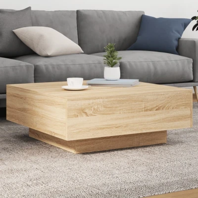 Afbeelding van Salontafel met LED verlichting 80x80x31 cm sonoma eikenkleurig