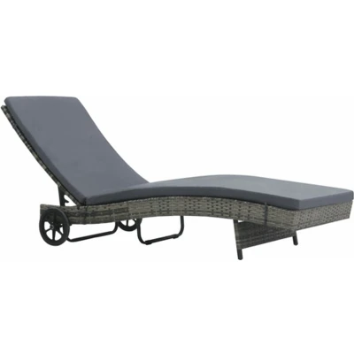 Afbeelding van Ligbed met wielen en kussen poly rattan antraciet