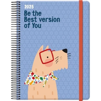 Afbeelding van Dohe Cute Dog Agenda 2025, 1 dag per pagina A5 (15 x 21 cm), 12 maanden januari tot december, hardcover en rubber, Spaanse planner, 4 pagina&#039;s stickers, kantoorbenodigdheden