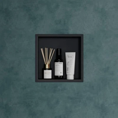 Afbeelding van Mai &amp; Wandnis voor badkamer, zwart, 30 x 8,3 cm, roestvrij staal, eenvoudige montage