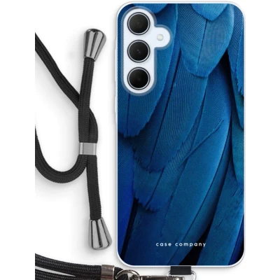 Afbeelding van Case Company® hoesje met Koord geschikt voor Samsung Galaxy A35 Pauw Telefoonhoesje Zwart Bescherming aan alle Kanten en Over de Schermrand
