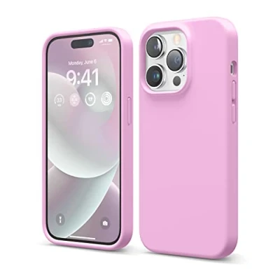 Afbeelding van elago siliconen hoesje compatibel met iPhone 14 Pro (6,1 inch), beschermhoes, volledige bescherming, schokbestendig, 4 structuren, zachte microvezel, voorkomt krassen