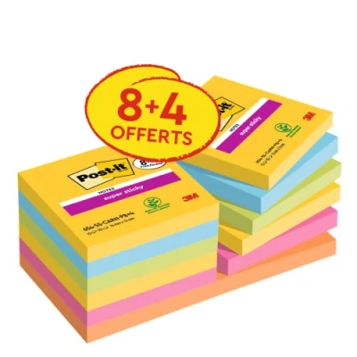 Afbeelding van Post It Super Sticky Notes Carnival, 90 vel, ft 76 x mm, 8 + 4 GRATIS memoblok