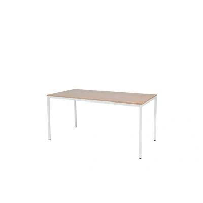 Afbeelding van Domino Basic bureautafel, vaste hoogte met 160x80cm havana/ kersen licht 25mm blad en wit (RAL9010) 4 poot frame