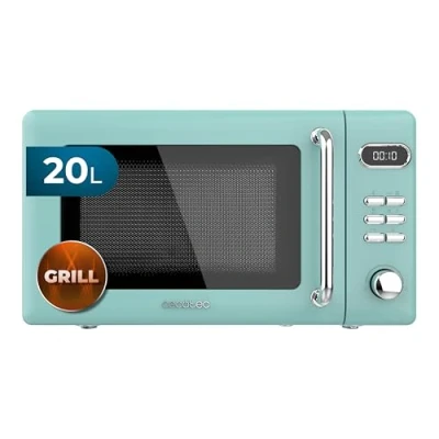 Image de Cecotec Micro ondes Numérique avec Gril de 20 L ProClean 5110 Retro Green. 700 W Puissance et 5 Niveaux Puissance, Minuterie, Avertissement Fin Cuisson, 8 Modes, Design Vintage