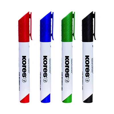 Afbeelding van Kores whiteboard markers XW2, beitelvormige punt 3 5mm, etui 4 stuks