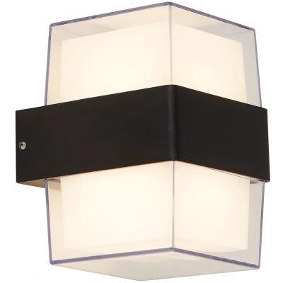 Afbeelding van Searchlight Pittsburgh Buiten Wandlamp 10 X 13 Cm 6,8W LED Incl. IP44 Zwart En Opaal