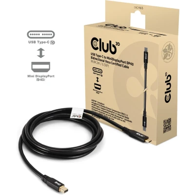 Afbeelding van CLUB3D CAC 1561 DisplayPort kabel 2 m Mini USB Type C Zwart