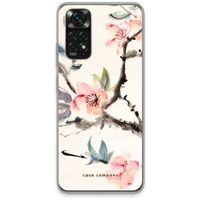 Afbeelding van Case Company® hoesje geschikt voor Xiaomi Redmi Note 11 Japanse bloemen Soft Cover Telefoonhoesje Bescherming aan alle Kanten en Schermrand