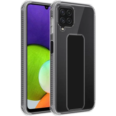 Afbeelding van Cadorabo Hoesje geschikt voor Samsung Galaxy A22 4G / M22 M32 in ZWART Beschermhoes gemaakt van flexibel TPU silicone Cover Case met houder en standfunctie