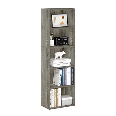 Afbeelding van Furinno Luder Open boekenkast met 5 niveaus, Frans eiken