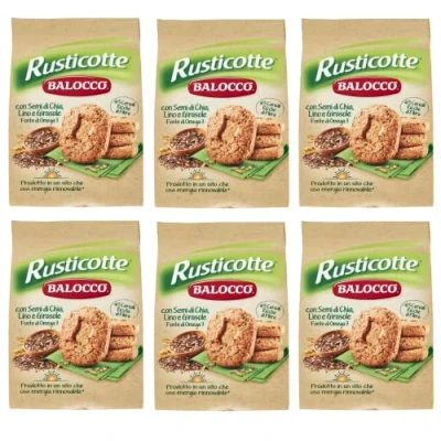 Afbeelding van Balocco Rusticotte Biscotti Integrali ai 5 cereali set van 3 hele koekjes met granen chiazaad, lijnzaad en zonnebloempitten, koekjes, 100% Italiaanse 700 g