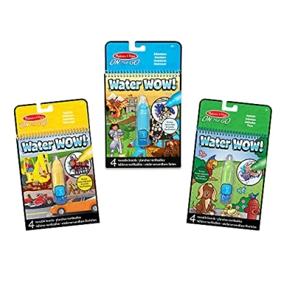 Afbeelding van Melissa &amp; Doug Bundel met 3 Water Wow! kleurblokken Voertuigen, Dieren en Avonturen,Meerkleurig Reveal Reisboek Activiteitenblok 3+ Cadeau voor jongen of meisje
