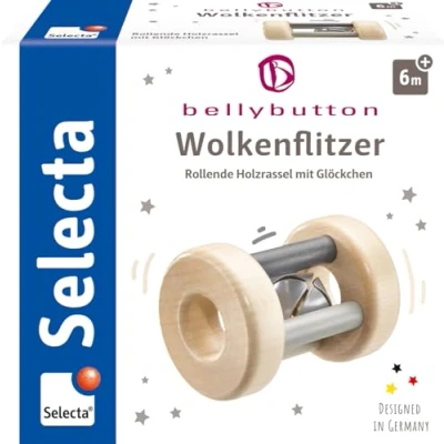 Afbeelding van Selecta Spielzeug Rammelaar Jongens 7 Cm Hout Naturel/grijs