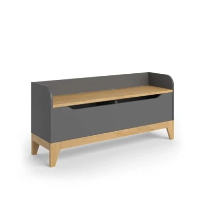 Afbeelding van Vitalispa Speelgoedkist Malia, Grijs/eiken, 107.2 x 50 cm met zitbank