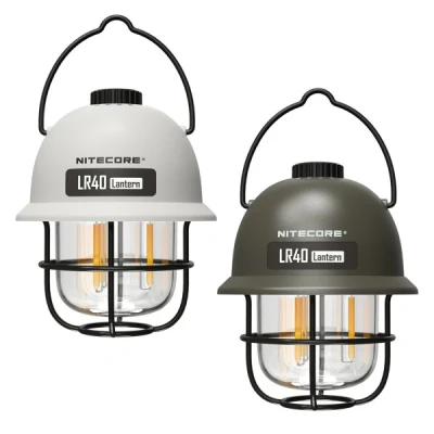Afbeelding van 2 Nitecore LR40 campinglampen inclusief batterij, 1x kleur behuizing wit, olijfgroen