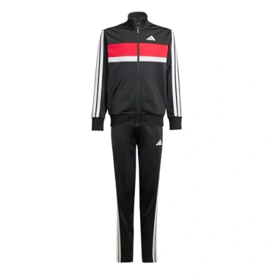Afbeelding van adidas Uniseks kinderen, SEASONAL ESSENTIALS TIBERIO 3 STRIPES TRICOT TRACKSUIT, Zwart/Wit/Pure Ruby, 7 8 jaar