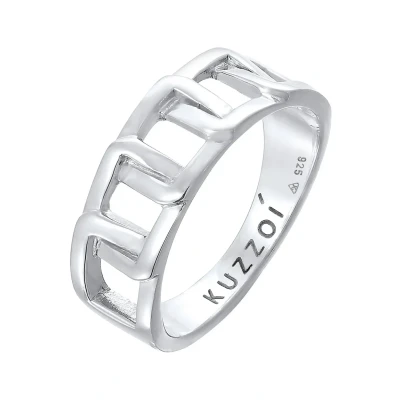 Afbeelding van Kuzzoi Chunky Chain Ring, Heren, Maat: 62, Silber
