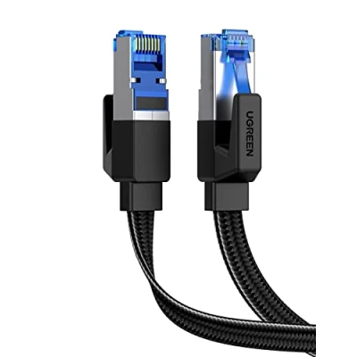Afbeelding van UGREEN Cat 8 Flat Ethernet netwerkkabel RJ45 nylon gevlochten 26AWG Super Data Rate 40Gbps 2000MHz Compatibel met laptop PC PS5 PS4 Xbox Smart TV Router Switch Modem Set top Box Internet PLC POE (10