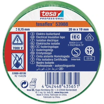 Afbeelding van tesa 53988 00106 00 Isolatietape Professional Groen (l x b) 20 m 19 mm 1 stuk(s)