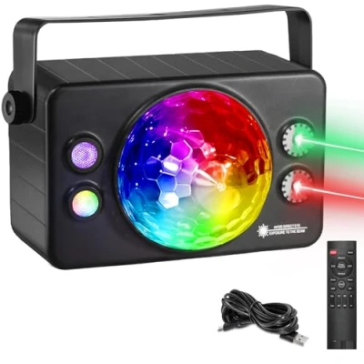 Afbeelding van Discobal, discolicht, feestlicht, muziekbediening, kleurrijk roterend muziekgestuurde led, feestverlichting, 180 graden, 10 W, RGB, met afstandsbediening, voor