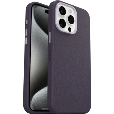 Image de OtterBox Symmetry Series Coque de protection pour téléphone portable compatibilité avec MagSafe cuir catus, polyuréthane prune luxe (violet) Apple iPhone 15 Pro Max
